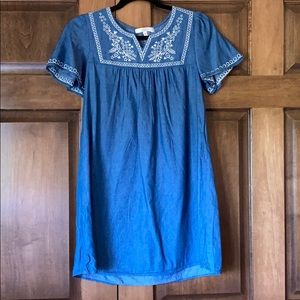 Chambray embroidered dress